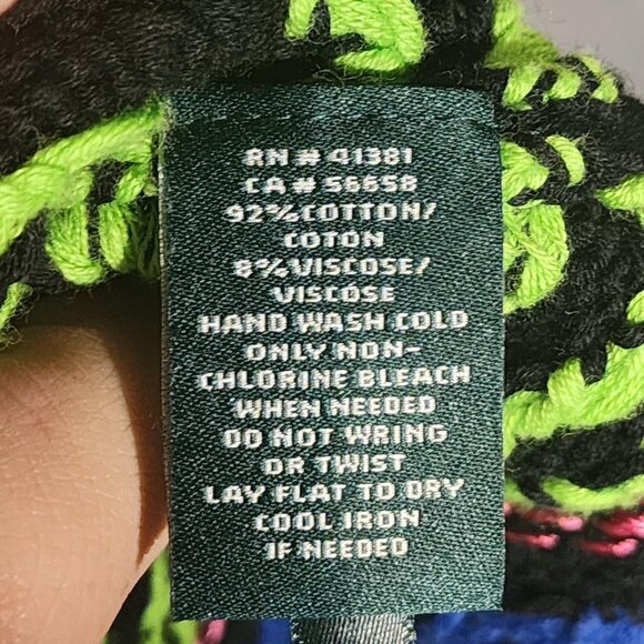 Womens Polo Ralph Lauren Multi-Color Neon Fair Isle Cotton Sweater (Small) - Picture 7 of 7